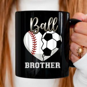 Ball Brother Baseball Soccer Heart Mothers Day Mug