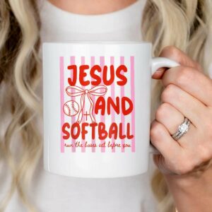 Jesus and Softball Coquette Game Day Softball Mom Mother Mug