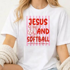 Jesus and Softball Coquette Game Day Softball Mom Mother T-Shirt